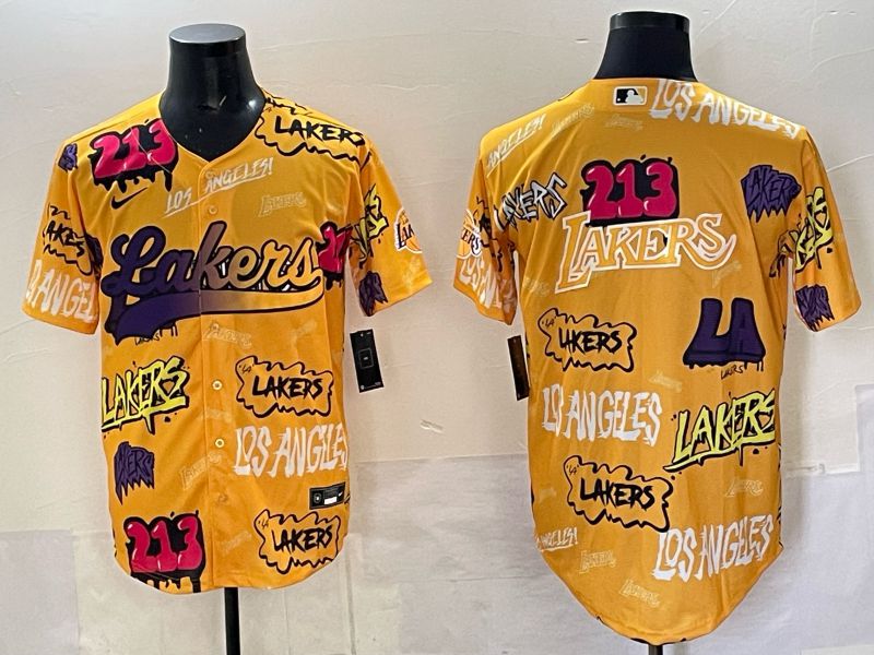 Men 2025 Los Angeles Lakers Blank Yellow NBA Nike jersey 010